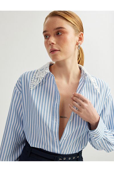 Koton anthracite stripe Striped Oversize Shirt