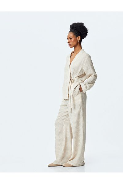 Koton brown stripe Wide-Leg Trousers