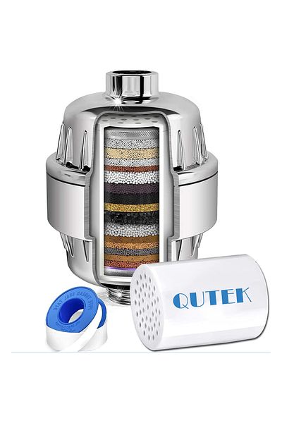 QuTek Filtru de apa premium QUTEK® pentru para de dus cu 20 stagii de filtrare, minerale si Vit C, 5500 l