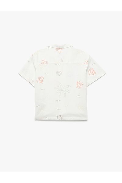 Koton Cotton Patterned Single Pocket Short Sleeve Shirt