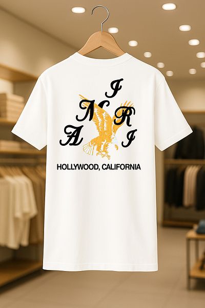 CC STORE Eagle Text Printed Oversize Unisex 100% Cotton Breathable Thick Fabric T-Shirt