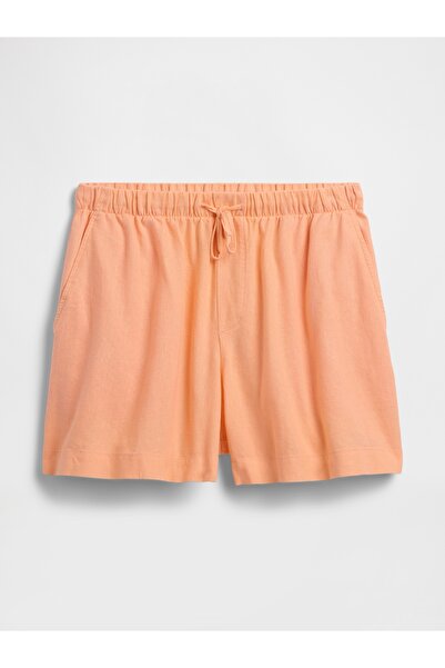 GAP Kadın Turuncu Bağcıklı Keten Karışımlı Şort