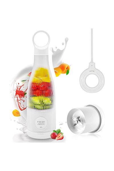 Smart Vibe Mini Blender Electric MixUP™ LX 450ml, BPA Free, 4 Lame 3D, 1400mAh, Putere 20.000rpm, White