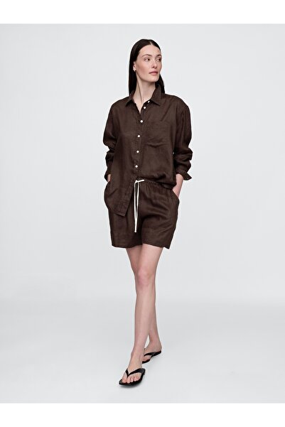 GAP Kadın Kahverengi %100 Keten Easy Şort