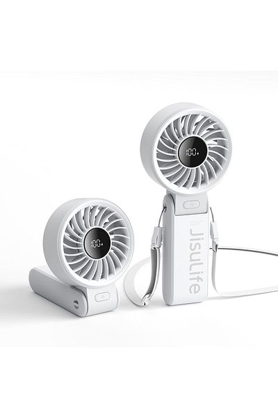 JISULIFE Handheld Fan Life7,2024 Powerful Portable Fan with LED Display,3600mAh,150°Folded,5 Speeds
