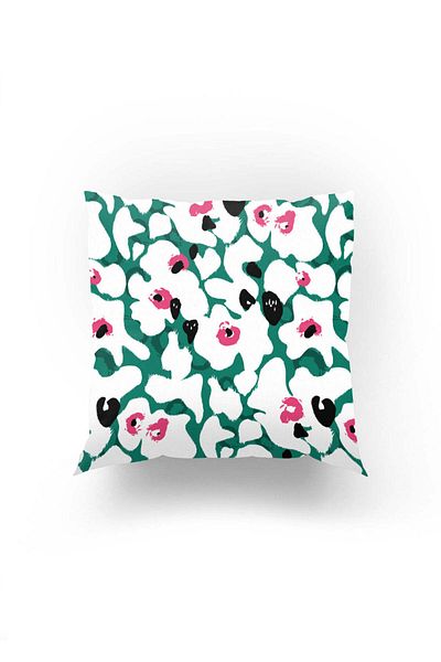 Dokumio Vibrant Texture of Colors – Green, Pink and Black Floral Throw Pillow Cover