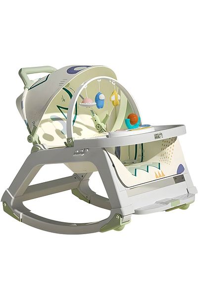 Linomag ® 5-in-1 Rocking Chair, High Chair, Stroller, Table, Toys, 0–36m, Foldable, Green