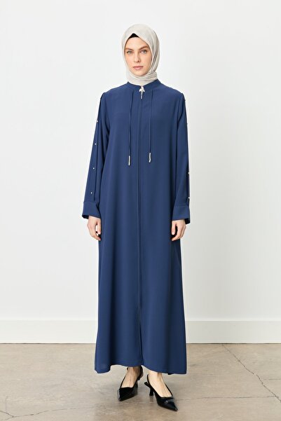 Nihan Kol Detaylı Hakim Yaka Ferace İndigo