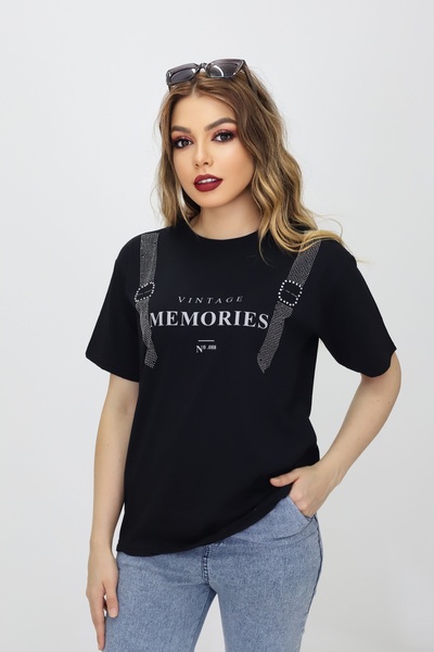 CMC دراجة من القطن الممشط المضغوط مع أحجار وطباعة، تي شيرت برقبة دائرية