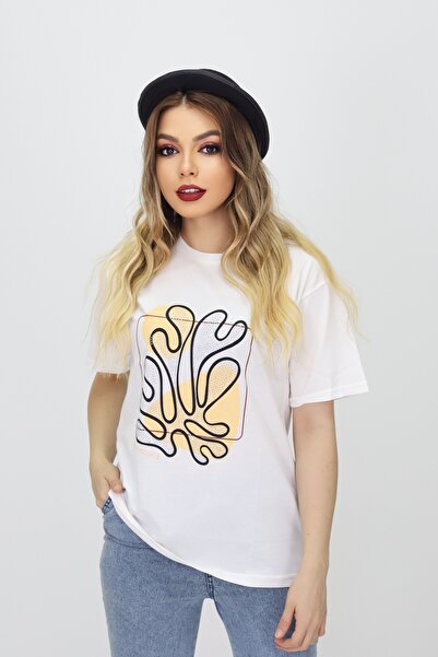 CMC دراجة من القطن الممشط المضغوط مع أحجار وطباعة، تي شيرت برقبة دائرية