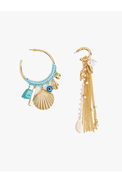 Koton Summer Themed Charm Dangle 2-Piece Hoop Earrings Set - Koton X Melis Ağazat