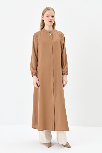 Nihan Kolları Lastikli Rahat Kesim Ferace Camel