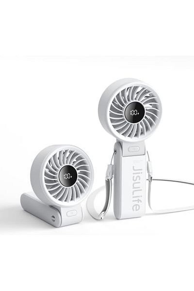 JISULIFE Handheld Fan Life7,2024 Powerful Portable Fan with LED Display,3600mAh,150°Folded,5 Speeds