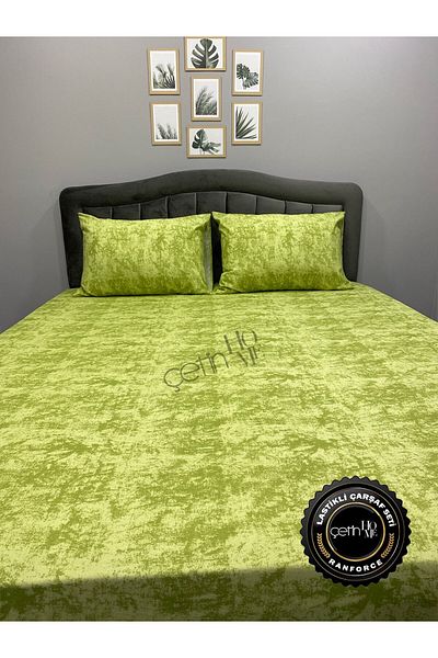 Çetinhome Fabric Elastic Sheet Set Double and King Size Shadow Green