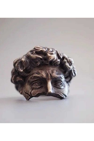 sarıyer silver Antique Model Special Design with Mythological Sculpture Figure Stylish Historical Design Adjustable Size Steel Ring