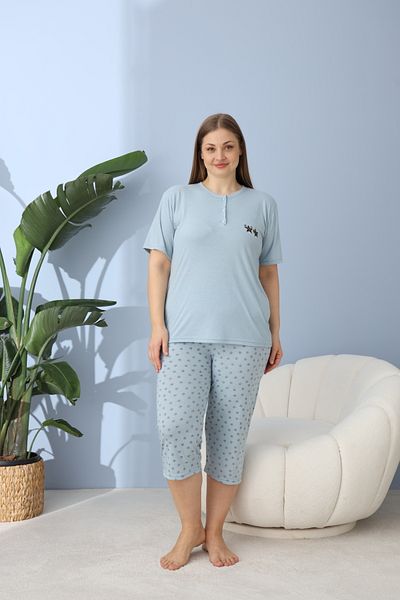 Lukitus Plus Size Battal Viscose Women's Capri Pajamas Set