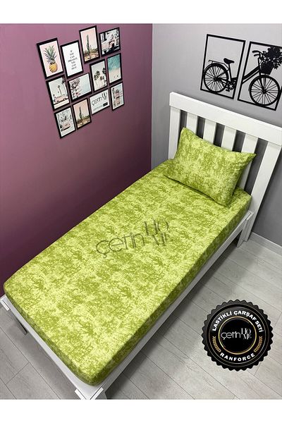 Çetinhome Fabric Elastic Sheet Set Single 3 Size Shadow Green