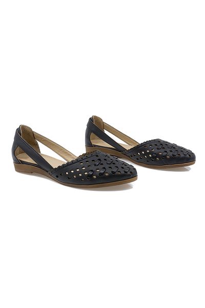Caspiansea Women's ballet flats, Caspian, Cas-183, Casual, Natural Leather, Black, 39