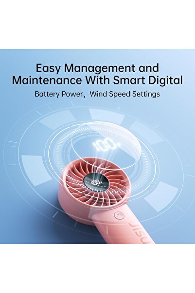 JISULIFE مروحة محمولة Life4، مروحة محمولة مطورة مع رياح قوية، قابلة لإعادة الشحن عبر USB بسعة 3600 مللي أمبير/ساعة