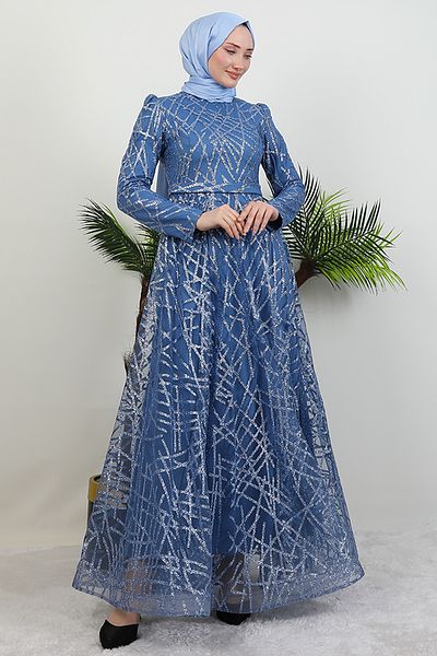GİYZAMİLA Βραδινό φόρεμα Cansu Glitter Indigo