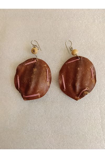 Butik Tülin Authentic Handmade Natural Big Tree Seed Dream Catcher Earrings 7.7X4.5Cm Made in Brazil