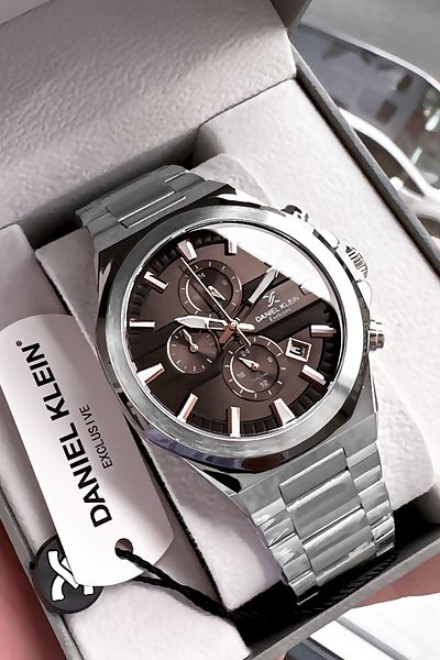 Daniel Klein Exclusive Men's Wrist Watch 3 Atm Waterproof Silver Color Steel Cord Gift Bracelet Dke2130C1