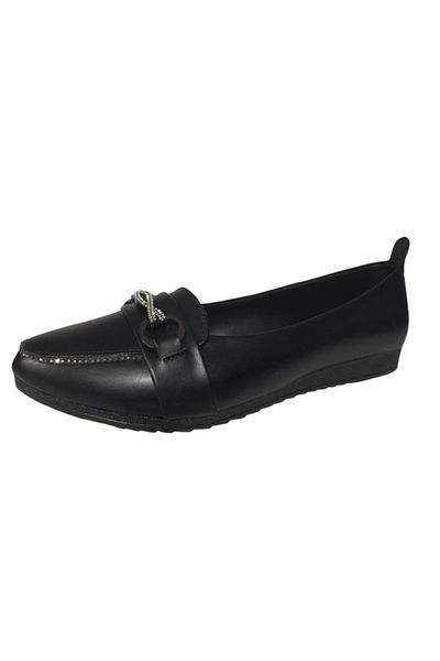 CEYLANLAR Women's Flats Black Chain Buckle Lightweight Comfortable Sole Stylish Casual Shoes