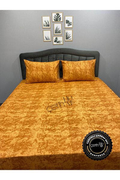 Çetinhome Fabric Elastic Sheet Set Double and King Size Shadow Amber