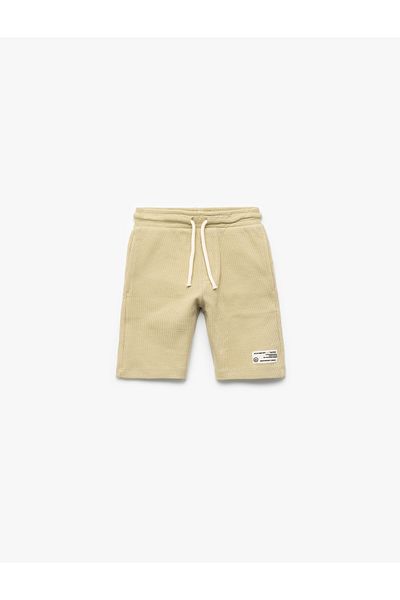 Koton Cotton Tie Waist Applique Detailed Pocket Shorts
