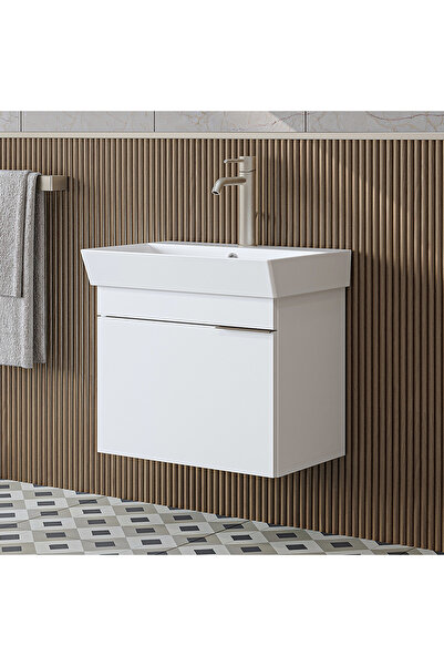 ROOMART Likya Tek Kapaklı Lavabolu 59 Cm Banyo Dolabı Alt, Lavabolu Banyo Alt Dolabı