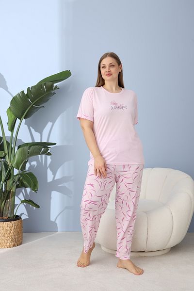 Lukitus Plus Size Viscose Fabric Battal Short Sleeve Women's Pajama Set