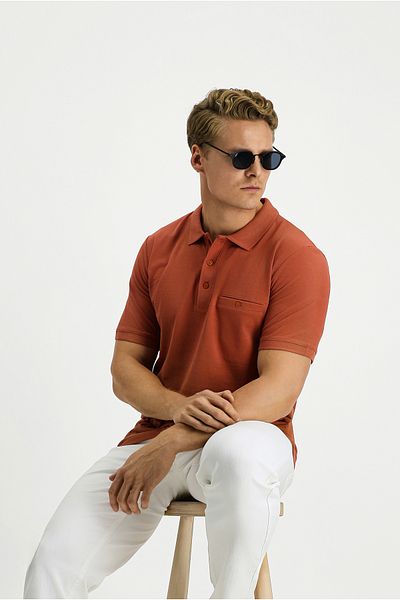 Kiğılı Regular Fit Cotton Pocket Polo Neck T-Shirt