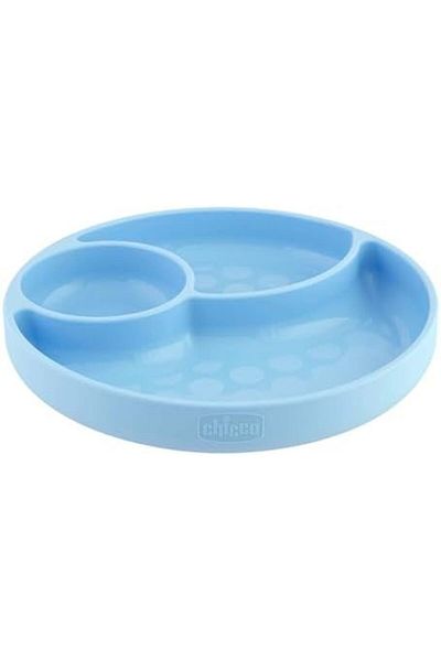 Chicco Easy Menu Silicone Plate with Suction Cup 12m+, Blue