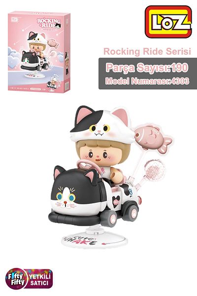Vagonlife Loz Creative Series Swinging Black and White Cat Model 190 Piece Toy Building Set Fflz-4303