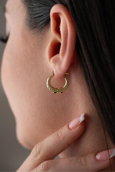 Nereze 925 Ayar Gümüş Gold Rengi Sonsuzluk Desenli Şarnel Küpe