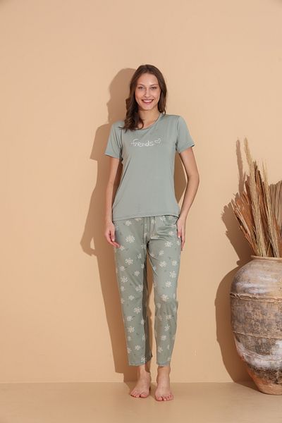 Lukitus Milan Fabric Short Sleeve Women's Pajamas Set