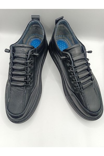 Bukond Genuine Leather Inside and Outside Heel Gel Elastic Laced Men's Comfortable Daily Light Shoes