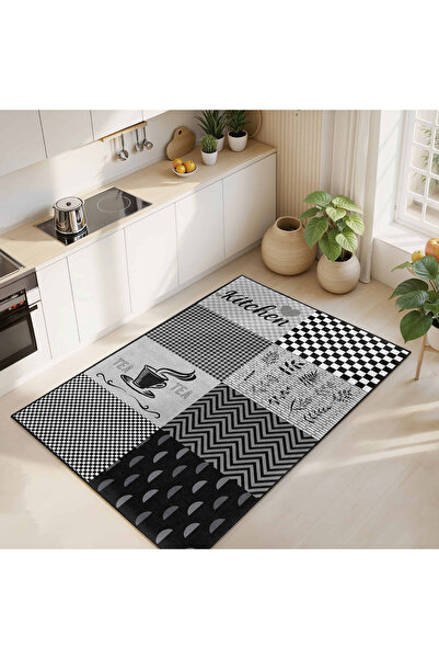 Realhomes Çizgili Motifli Modern Tasarımlı Mutfak Halısı - Yıkanabilir Kaymaz...