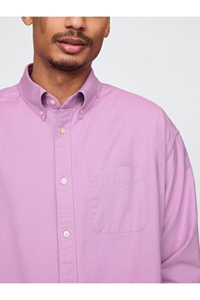 GAP Erkek Mor Desenli Oxford Big Gömlek