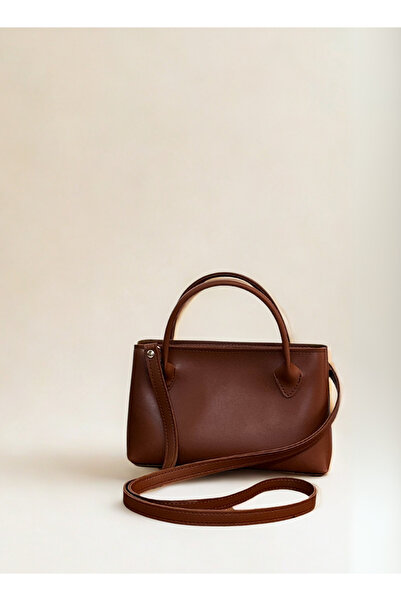 fular & bags Γυναικεία τσάντα χεριού και ώμου με μακριά λαβή ανοιχτό καφέ μπα...