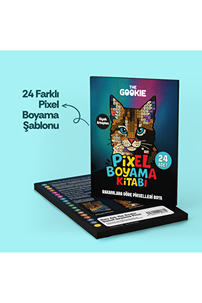 The Gookie Pixel Mosaic Painting Book, Coding by Numbers Coloring Book 24 Different Figures 50 Pages