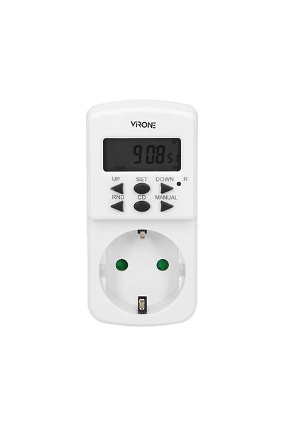 Orno Virone Dt-2(GS) Programmable Socket, Mini, 230v, 1800w, 10 Time Programs, 12/24 Hours, White