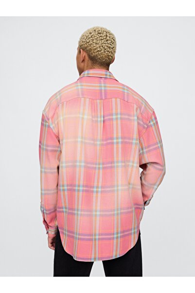 GAP Erkek Pembe Sunwashed Twill Oversize Gömlek