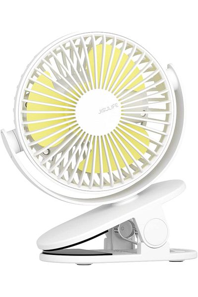 JISULIFE Clip on Baby Stroller Fan, 4000mAh Battery Operated, Portable Personal Small, Quiet & Narro