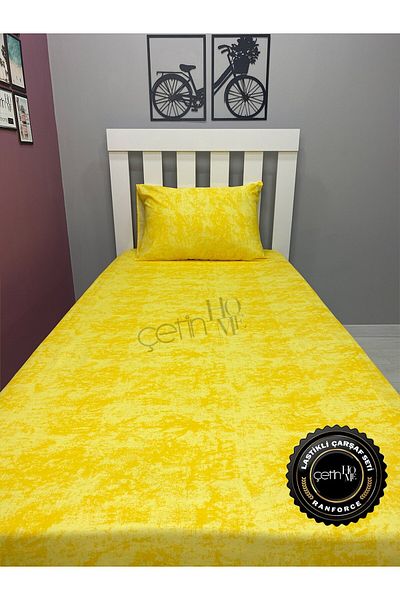 Çetinhome Fabric Elastic Sheet Set Single Size 3 Size Shadow Yellow