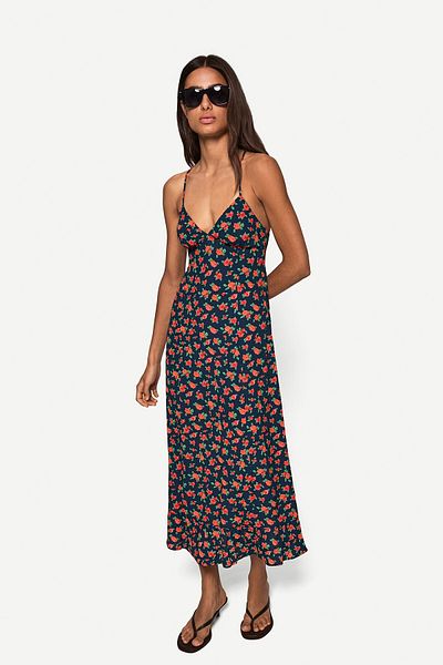 Bershka Printed strappy midi dress
