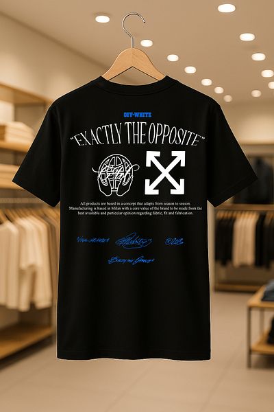 SELF CONTROL Off-White Opposite Oversize Unisex 100% βαμβακερό μπλουζάκι με αναπνεύσιμο χοντρό ύφασμα