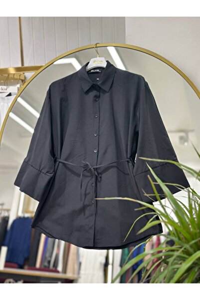 She Olive Τονίκ με κουμπιά στο μπροστινό μέρος και λεπτομέρεια με κορδόνια