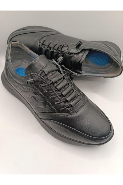 Bukond Genuine Leather Heel Gel Elastic Laced Men's Comfortable Daily Light Shoes