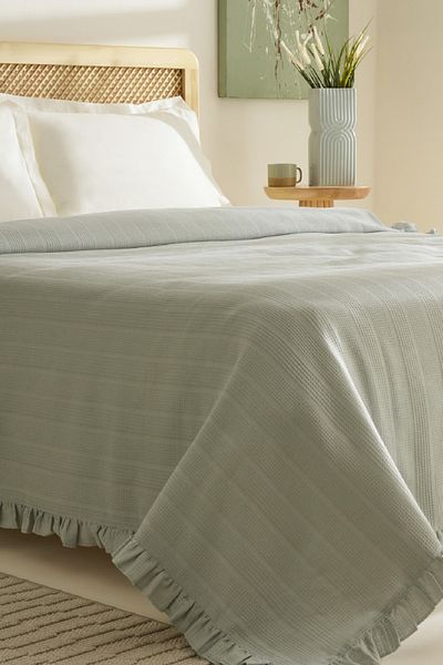 Karaca Home Maye 100% Cotton Ruffle Double Single Pique Mint